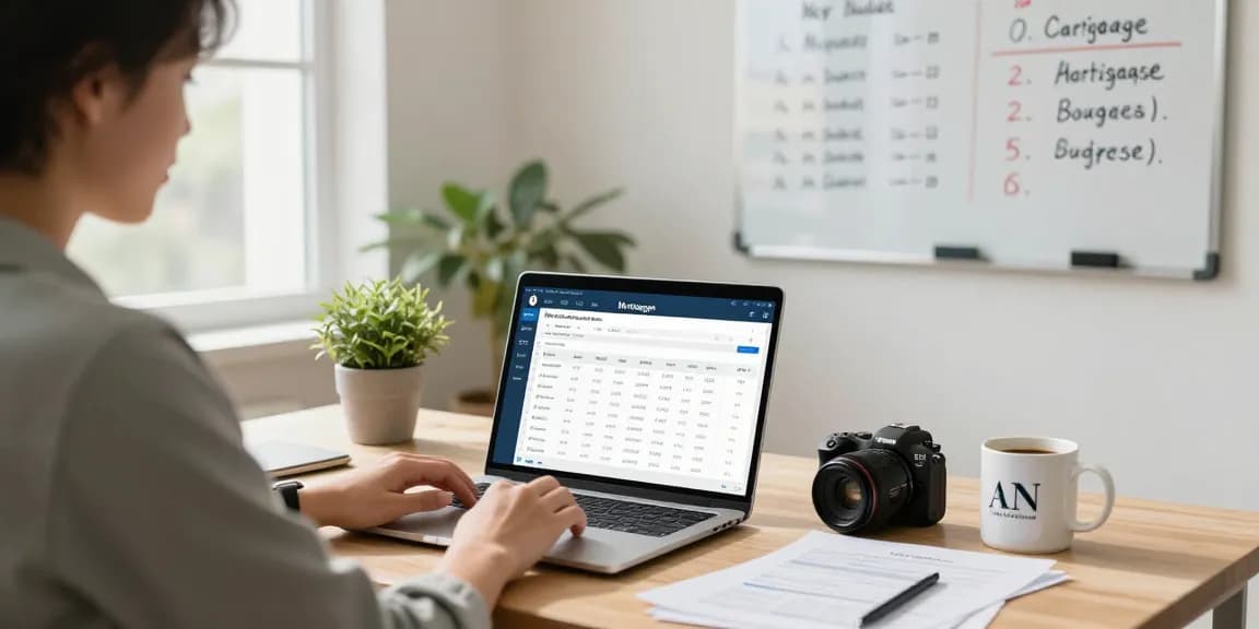 Calculadora hipoteca: individual cálculos cuota mortgage in a bright home office