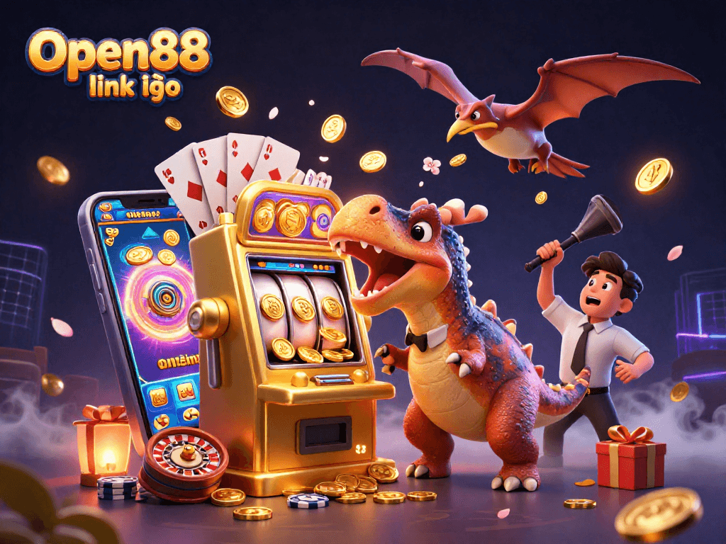 Experience the excitement of Open88 link vào with a 3D cartoon dino winning jackpot coins!