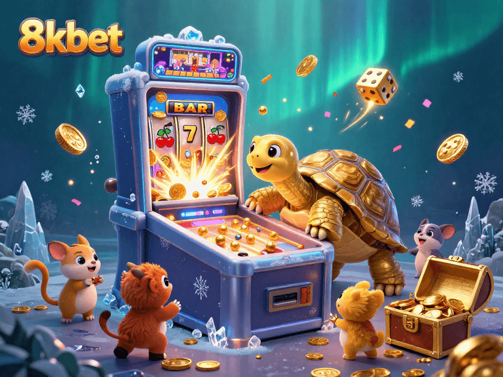 Experience excitement at 8xbet with a vibrant gaming scene bursting with coins and joy.