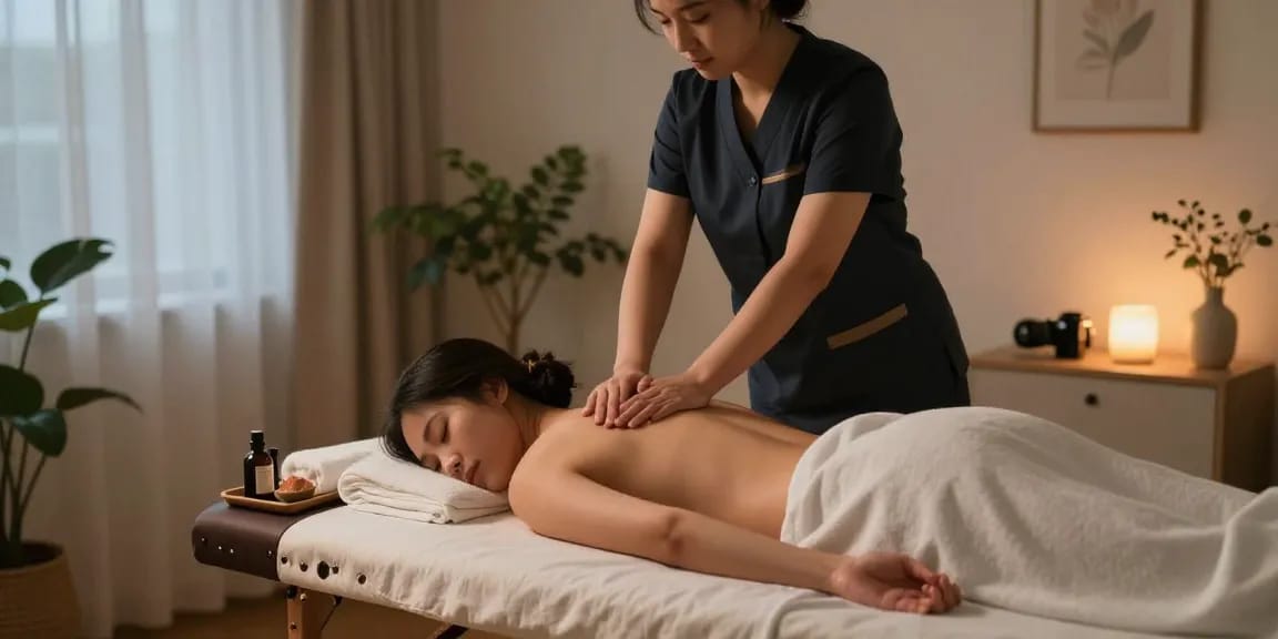 Experience tranquil 화곡동출장안마 service in a calming home environment.