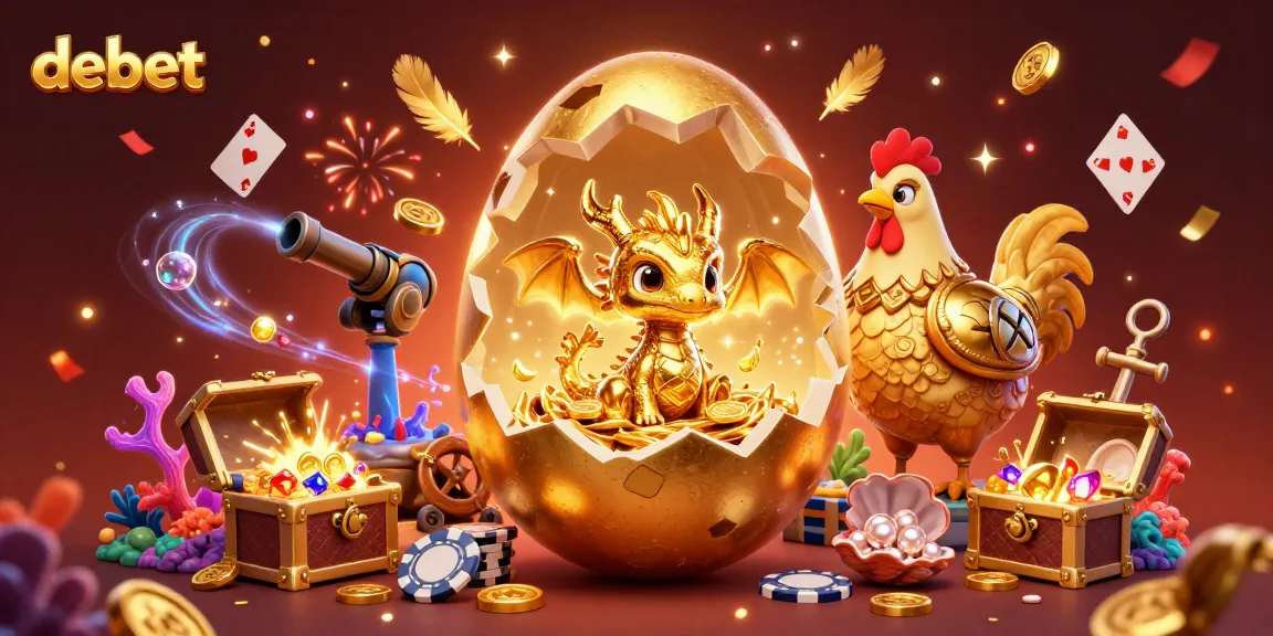 Experience thrilling gameplay with debet as a baby dragon shines amid colorful casino treasures.