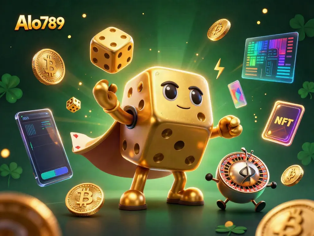 Experience the dynamic energy of Alo789 with gambling-themed characters and vibrant casino elements.