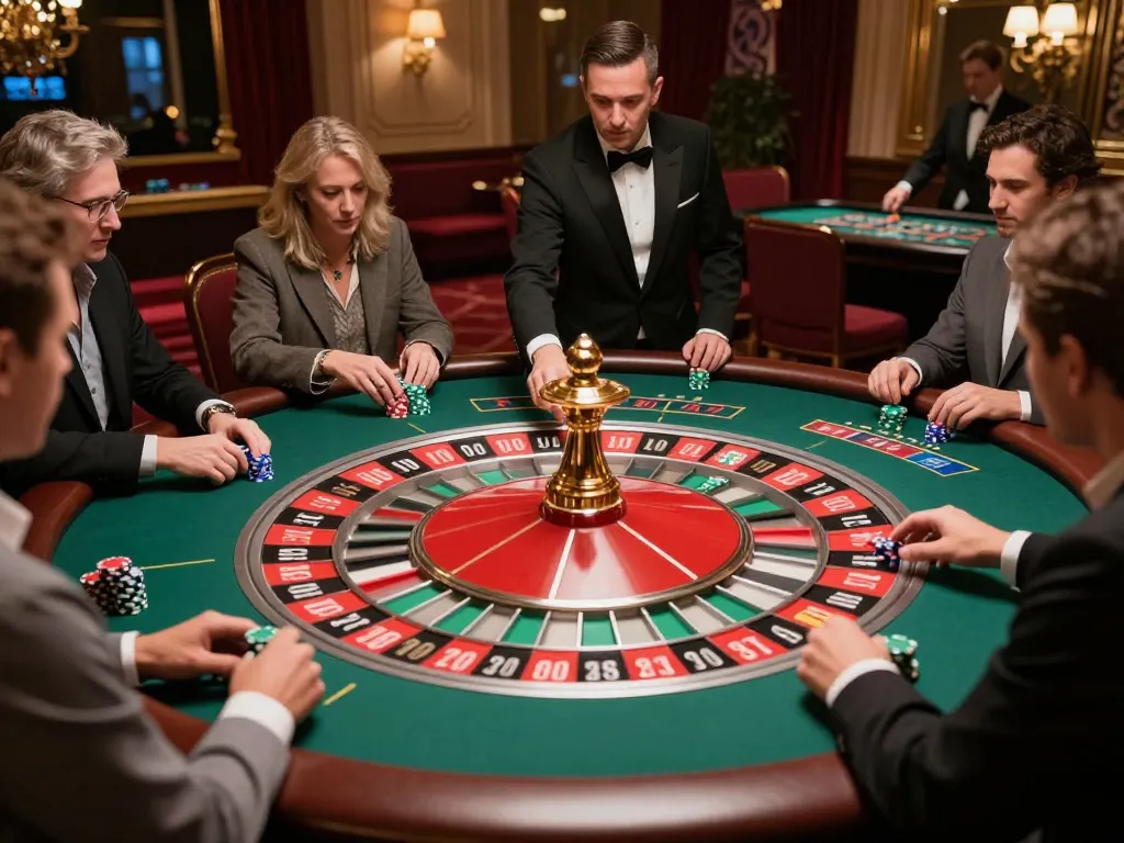 fly 88 players engaging in a thrilling roulette game at a luxury casino table