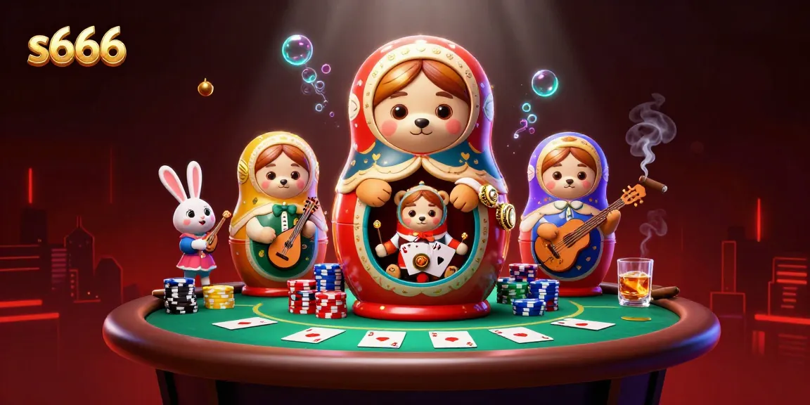 Engage with s666 in this vibrant 3D casino illustration featuring playful characters and dynamic casino elements.