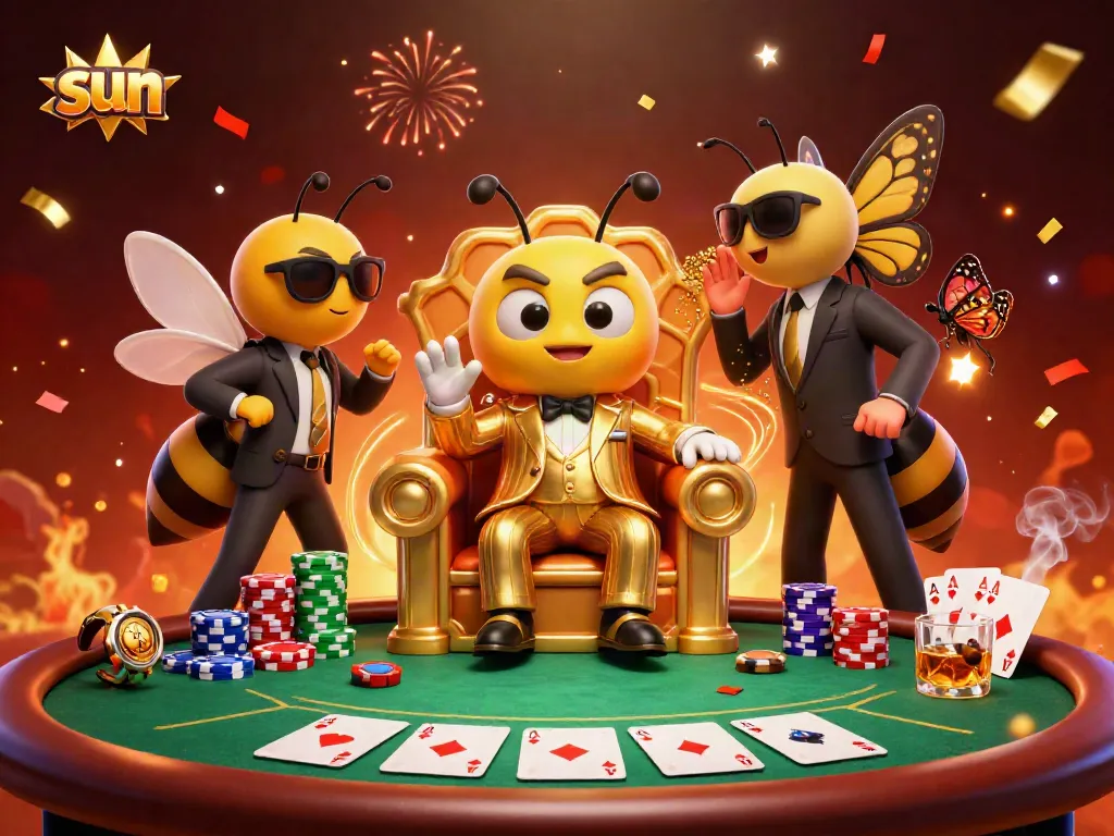 Join the thrilling action at the sun-themed casino with bumblebee boss and poker excitement.
