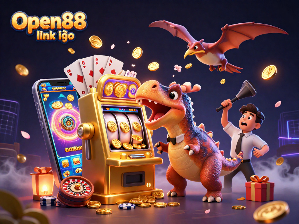Experience the excitement of Open88 link vào with a 3D cartoon dino winning jackpot coins!