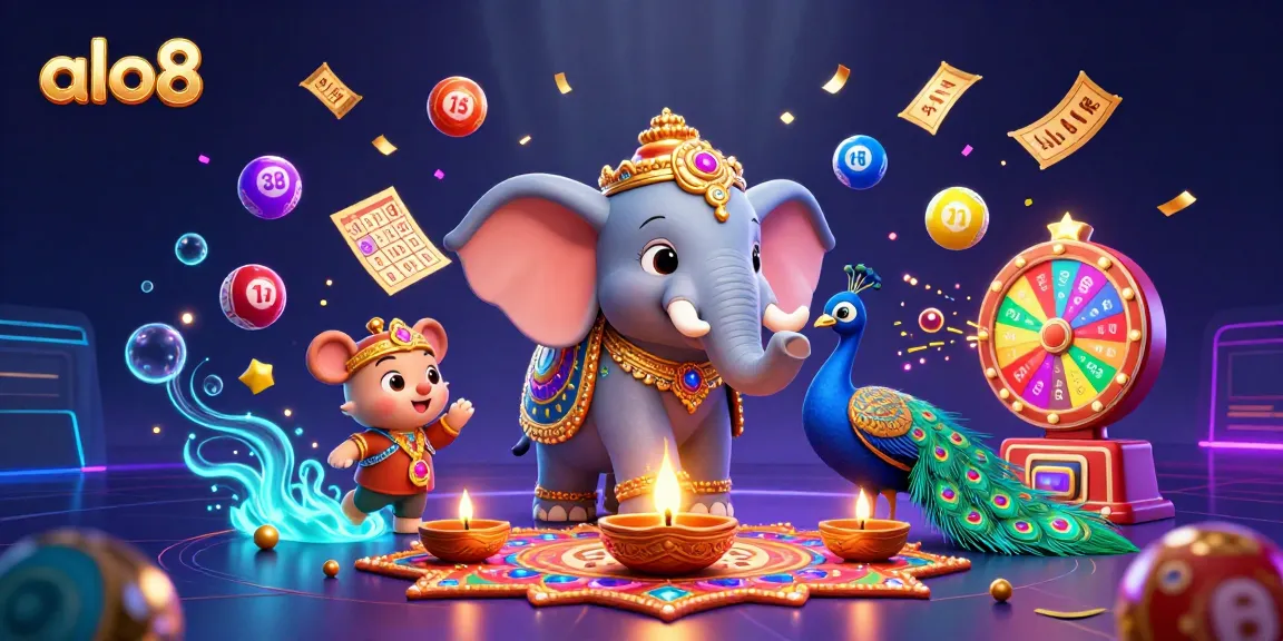 alo8 brings excitement to players with a vibrant 3D casino scene filled with lottery elements.