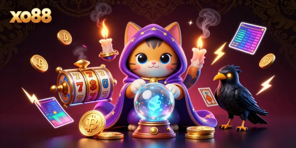 Experience thrilling gameplay at xo88 with vibrant slot reels and mystical characters in action.