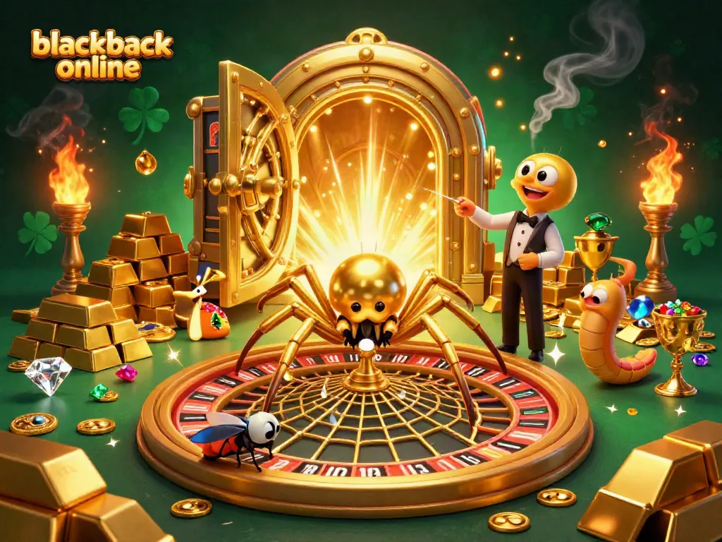 ¡Juega blackjack online en un emocionante escenario de casino con personajes vibrantes!