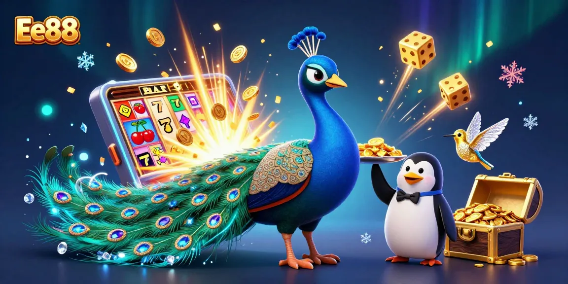 Experience the thrill of Ee88 with vibrant 3D casino characters and jackpot symbols in an engaging scene.