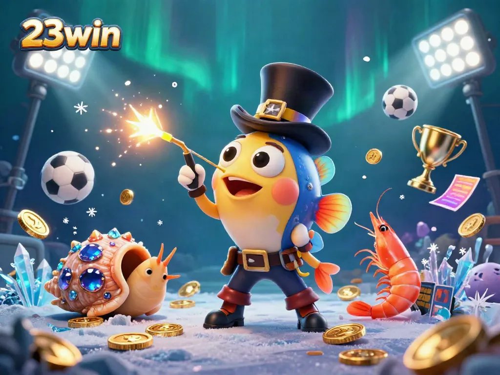 Engage in thrilling gaming at 23win with a vibrant underwater scene featuring characters and sports betting elements.