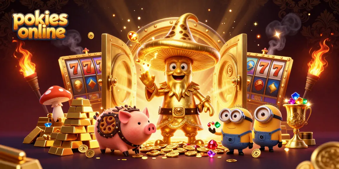 Spin and win big with pokies online in a magical, treasure-filled casino scene!