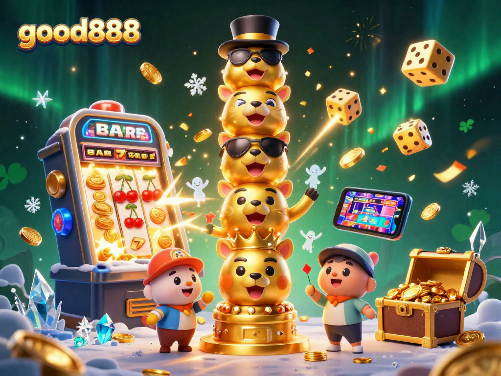 Experience exciting wins at good888 with vibrant casino scenes and jackpot treasures.