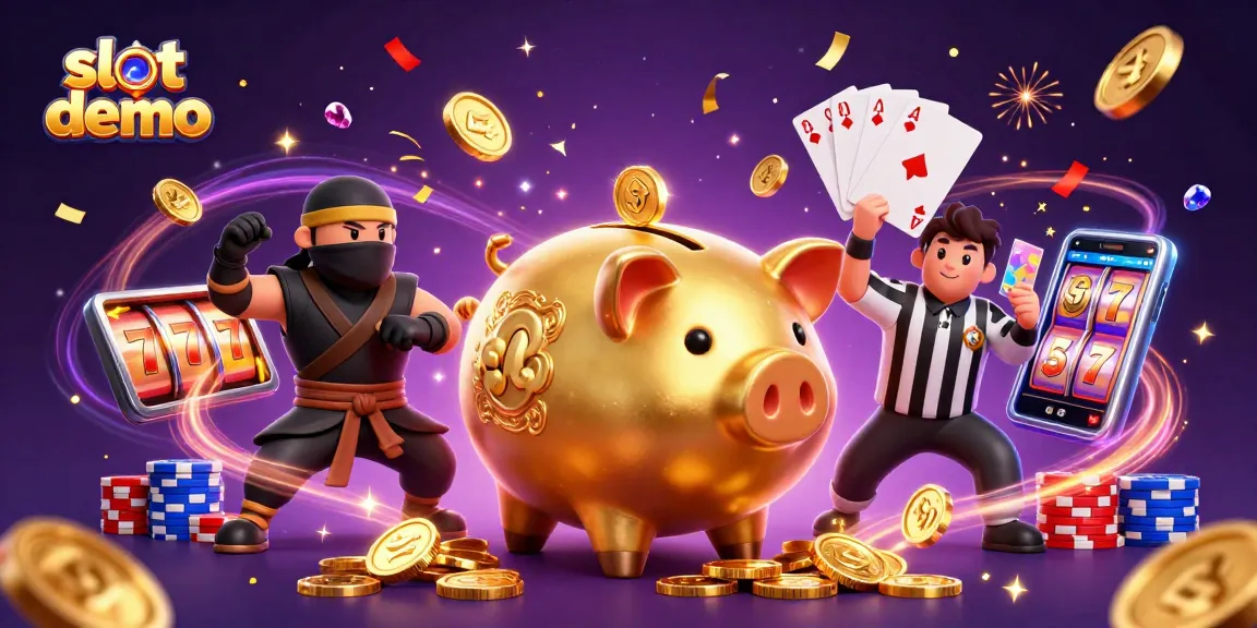 Slot demo yang menggambarkan aksi piggy bank emas dan ninja di kasino