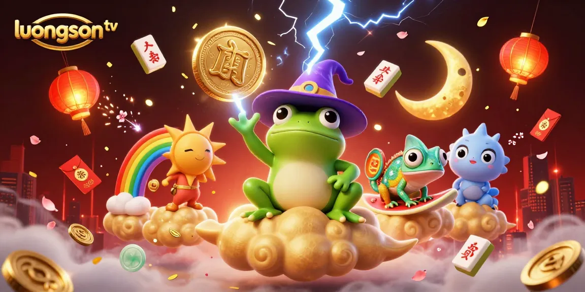 Experience the excitement of gambling with luongson tv, featuring dynamic scenes of gold coins and vibrant characters.